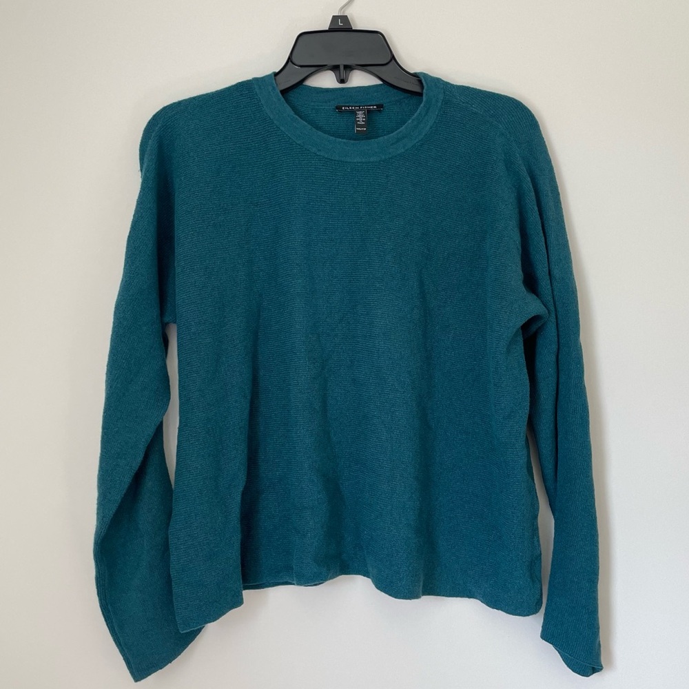 Eileen Fisher Linen Blend Women’s Long Sleeved Knit Sweater Size XXS In Blue